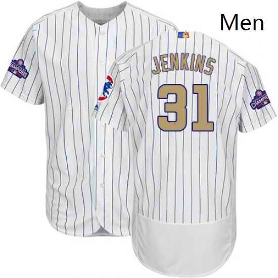 Mens Majestic Chicago Cubs 31 Fergie Jenkins Authentic White 2017 Gold Program Flex Base MLB Jersey